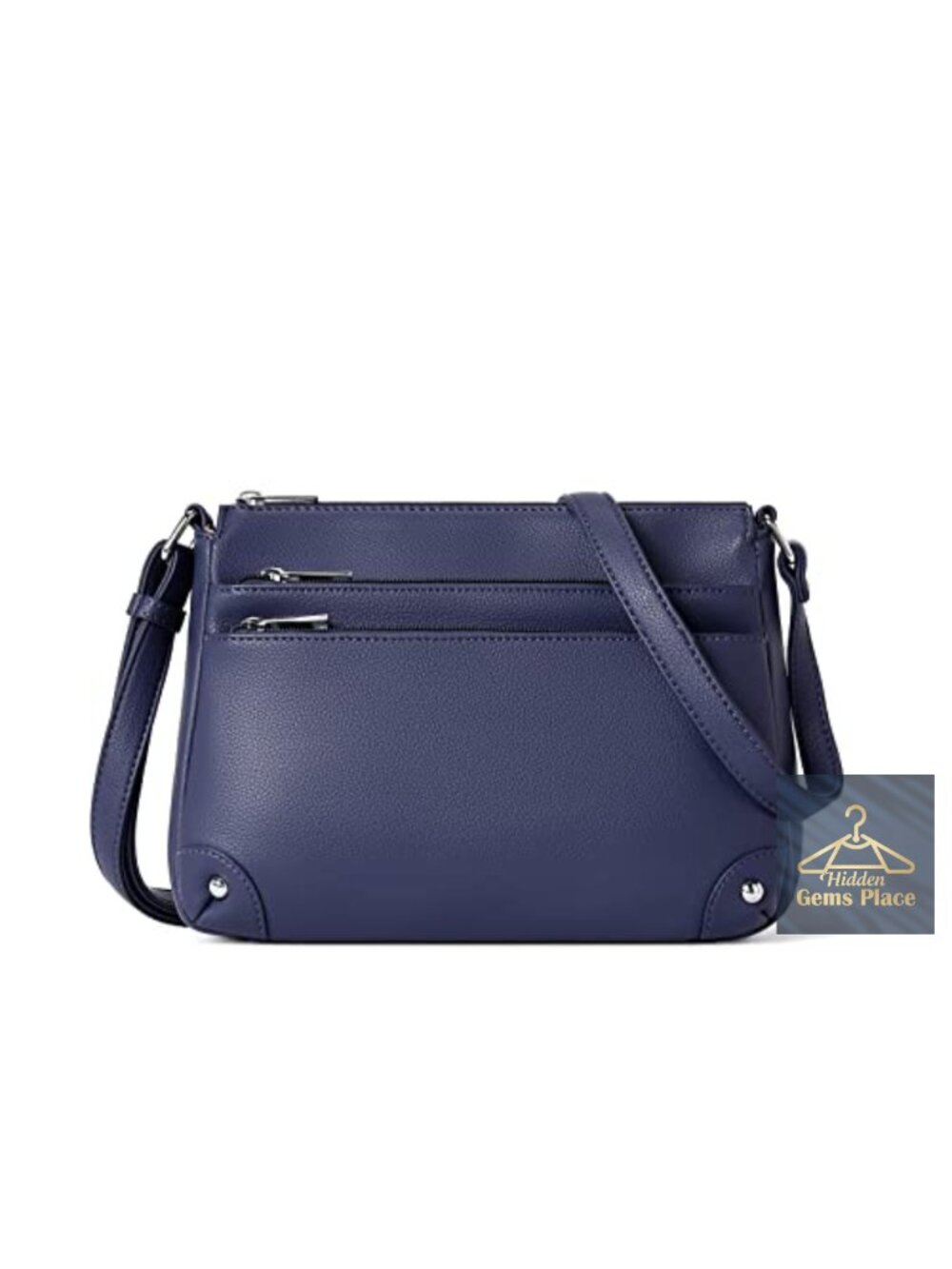 Vegan Leather Crossbody Satchel With Multi Zipper Pockets